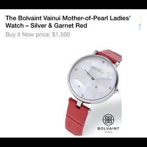 Bolivant mother of pearl watch with red band